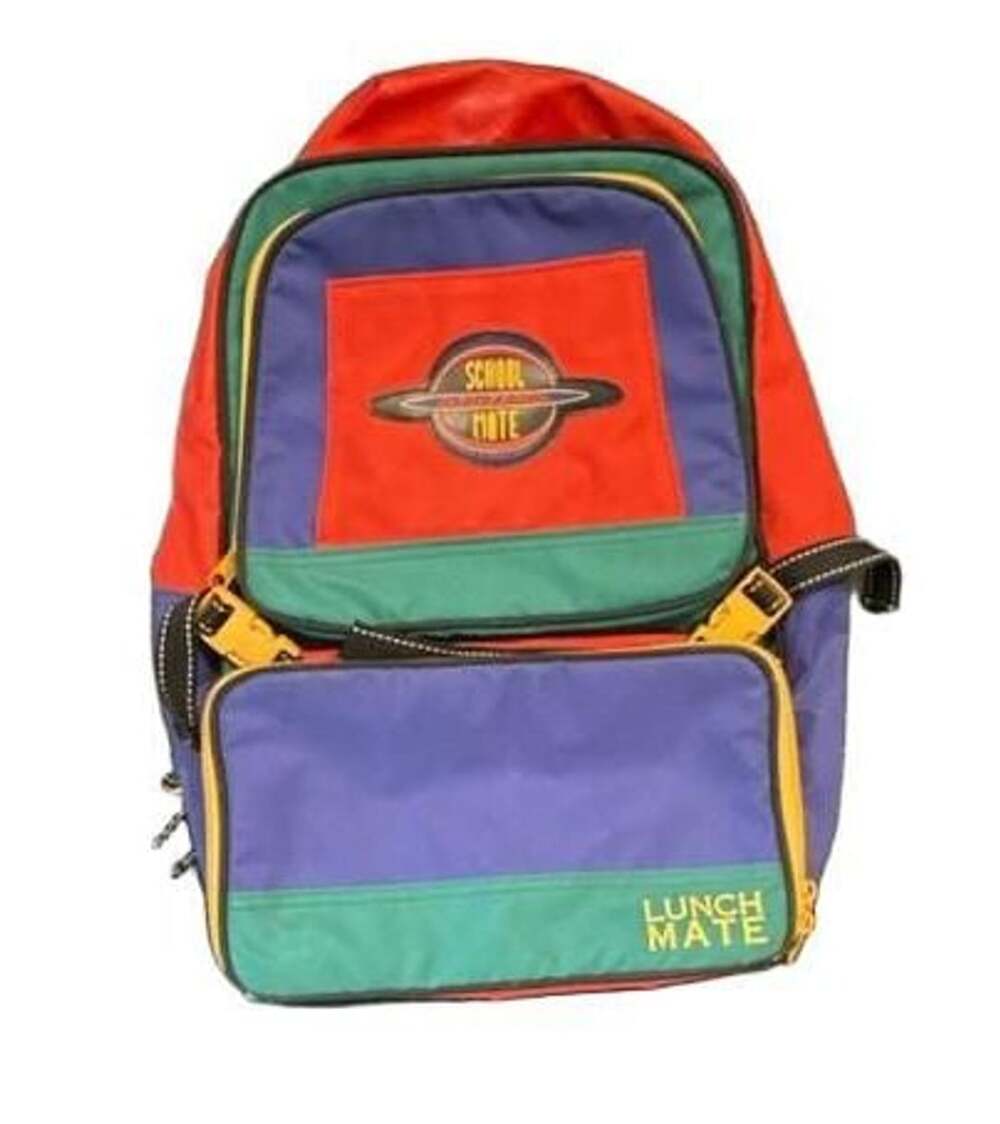 School Mate Vintage 90s Colorblock Backpack Lunchbox